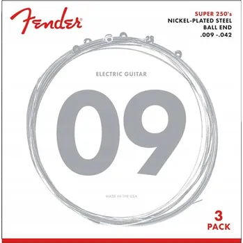 Struna pro kytaru a smyčcový nástroj Struny Fender 250L 3-pack pro elektrickou kytaru (3 sady)