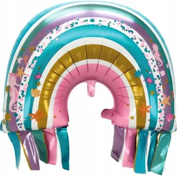 Balónek Fóliový balónek DUHA BAREVNÁ s třásněmi, dekorace k 1. narozeninám, HELIUM PG