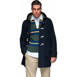 Pánský kabát s vlnou a kapucí duffle coat tmavě modrý V2 OM-COWC-0131 L