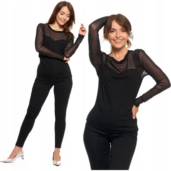 Dámská košile DÁMSKÁ BLŮZA SE SÍŤOVANÝMI VLOŽKAMI DLOUHÝ RUKÁV VISKÓZA ČERNÁ MORAJ M