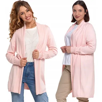 Dámský svetr DÁMSKÝ KARDIGAN SVETR MORAJ VISKÓZA VOLNÝ STYL RŮŽOVÝ S/M