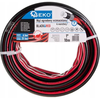 Zahradní hadice ZAHRADNÍ HADICE ZESÍLENÁ BLACK&RED 1" 10M POLYESTEROVÝ VÝZTUŽ UV OCHRANA