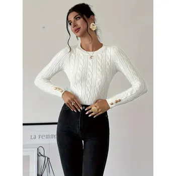 Dámský svetr Dámský jednobarevný svetr Barva: Bílá, Velikostní tabulka: XL