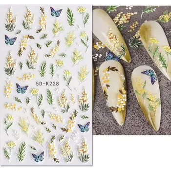 samolepka Samolepky 5D na nehty, samolepicí, květiny a motýlci S12