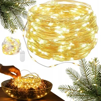 Vánoce 16x LED drátové světýlka 2M 20 LED diod teplá bílá na baterie Celkem 32m