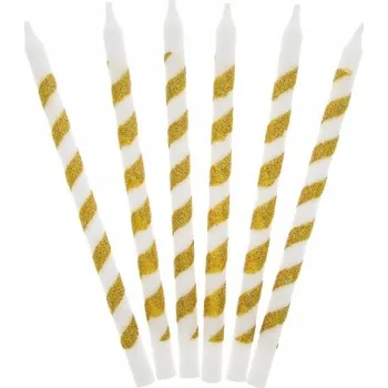 Dortová svíčka NAROZENINOVÉ SVÍČKY TWISTER BROKAT ZLATÉ 16 Ks.