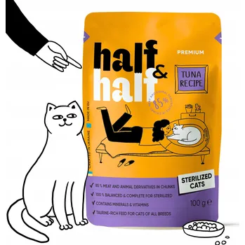Krmivo pro kočku HALF&HALF krmivo mokré krmivo pro kastrované kočky S TUŇÁKEM V OMÁČCE 100 g