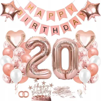 Balónek Balónková dekorace na 20. narozeniny - balónky, girlandy růžové zlato TOPHOPE