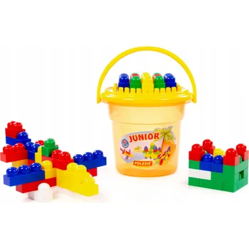 ostatní stavebnice Dětské Stavebnice 57 dílů v oranžovém kbelíku Maxi s víkem. Vzdělávací Hračka .