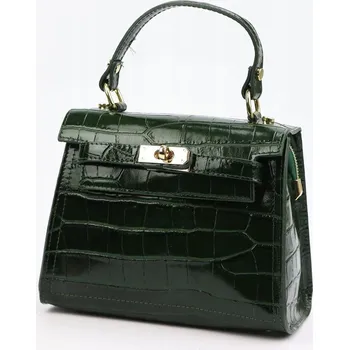 Kabelka Kožená kabelka elegantní krokodýlí vzor LUKA tmavě zelená