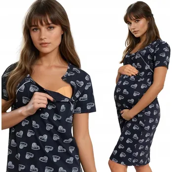 Dámská noční košile NOČNÍ KOŠILE TĚHOTENSKÉ PYŽAMO PORODU PŘI KRMENÍ L