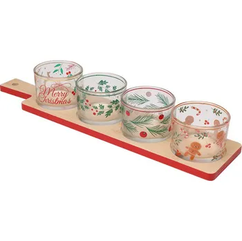 Vánoční dekorace Servírovací set se skleněnými miskami VÁNOCE 5 ks