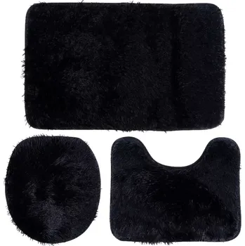 Koupelnová předložka Sada černých koupelnových předložek 3 ks