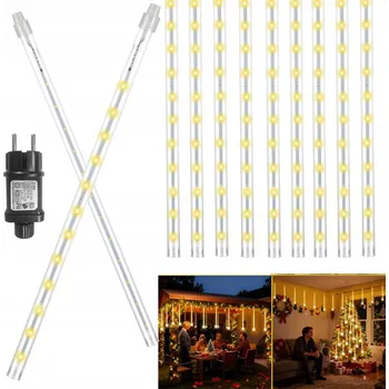 Vánoční dekorace LED rampouchy padající sníh, bílé teplé, 30 cm