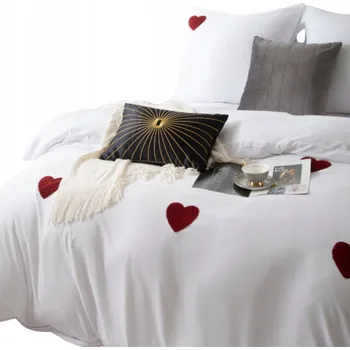 Povlečení DEKORAČNÍ POVLEČENÍ Z MIKROVLÁKNA SRDCE 140x200 + 1 POVLEČENÍ NA POLŠTÁŘ SOUPRAVA BÍLÁ