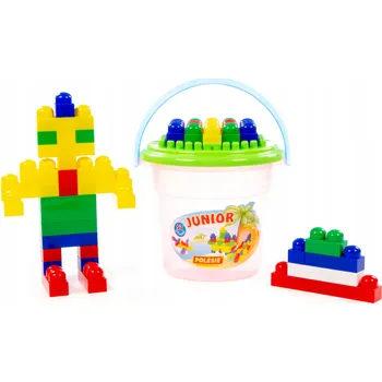 ostatní stavebnice "Junior" Stavebnice 57 dílů v růžovém Maxi kbelíku s víkem, vzdělávací hračka