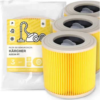 Filtr do vysavače 3x FILTR do VYSAVAČE Kärcher A2534 PT Vzduchový, ÚČINNÝ, SILNÝ EM-W