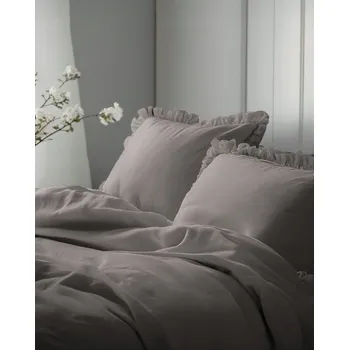 Povlečení Kompletní sada šedého povlečení s volánem, bavlněné povlečení 160x200 cm