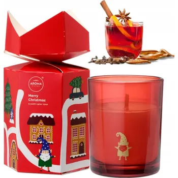 Svíčka VÁNOČNÍ VONNÁ SVÍČKA AROMA HOME 150G SKŘÍTEK S VŮNÍ SVAŘENÉHO VÍNA