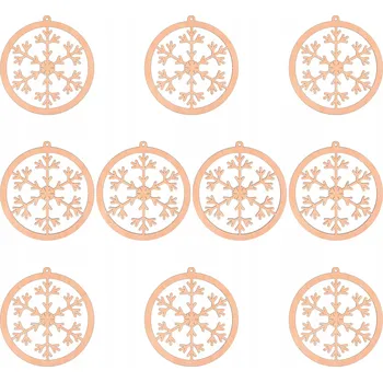 Vánoční dekorace Vánoční Baňky dřevěné ozdoby na vánoční stromeček s přívěsky na stromeček SNĚHOVÉ VLOČKY 10 Ks eko