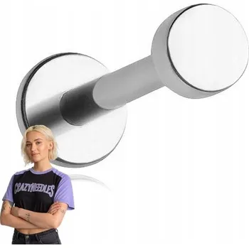 Piercing Titanový labret piercing s plochým stříbrným diskem, helix, lalůček 1,2/6/3