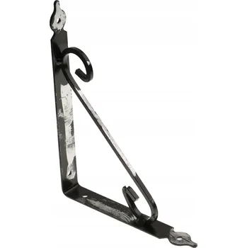 Tesařské kování OCELOVÁ KONZOLA ÚHELNÍK OZDOBNÝ STŘÍBRNÝ 240x190