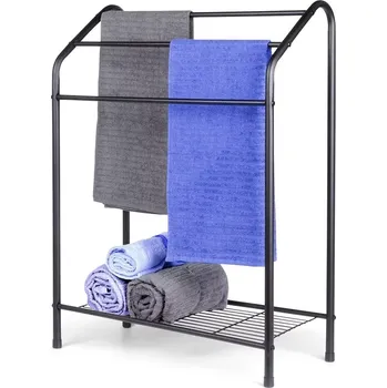 Věšák Stojanový kovový černý věšák na ručníky