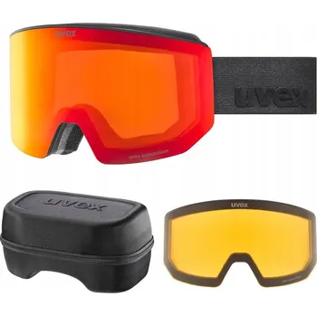 Lyžařské brýle UVEX Lace ATTRACT černé, magnetické sklo Red S2 + Orange S1 + Pouzdro