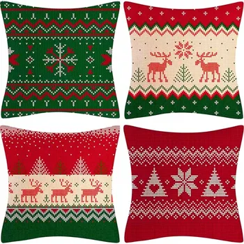 Povlak na polštářek 4x Dekorativní VÁNOČNÍ povlak na polštáře Dekorativní povlaky na polštáře