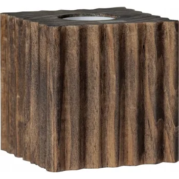 Lampička Dřevěná stolní lampa BOX hnědá E27