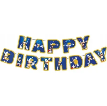 Papírová girlanda Happy Birthday Sonic (1 ks)