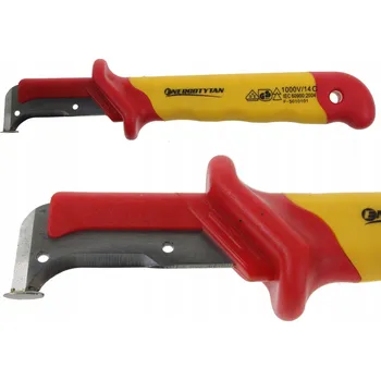 Pracovní nůž Nůž izolovaný s patkou pro kabely. Nůž pro odstraňování izolace z kabelů VDE -