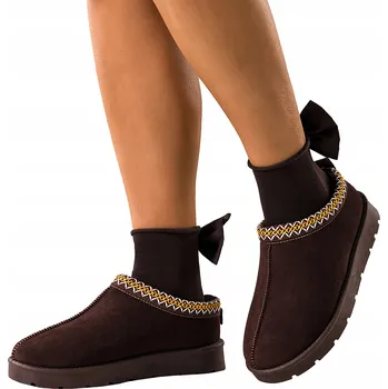Dámské pantofle PANTOFLE Čokoládové Dámské POHODLNÉ S Kožíškem Na Platformě MODNE r 39