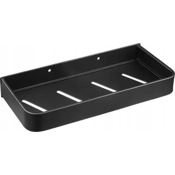 Koupelnový nábytek KOVOVÁ ZÁVĚSNÁ POLIČKA DO SPRCHY ČERNÁ BEZ VRTÁNÍ 30 cm