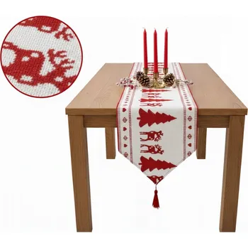 ubrus VÁNOČNÍ BĚHOUN NA STŮL 180X35 OBOUSTRANNÝ UBRUS SOBI STROMEČKY ELEGANCE DOMOVA