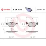 Sada brzdových destiček, kotoučová brzda BREMBO P 06 038
