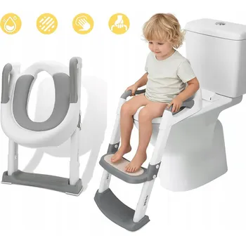 WC sedátko NÁSTAVEC NA WC SEDÁTKO S ŽEBŘÍKEM PRO DĚTI ŠEDÉ SKLÁDACÍ