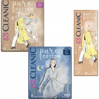 Menstruační vložka CLEANIC Pure Cotton Dámské hygienické vložky Day & Night + slipové vložky