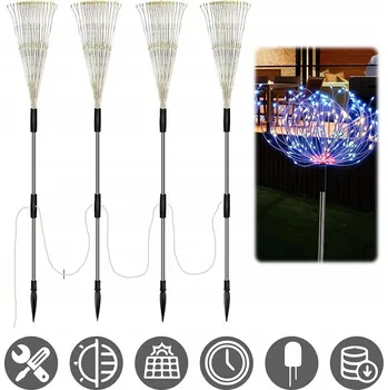 Venkovní osvětlení SOLÁRNÍ LAMPY 4X120 LED S DÁLKOVÝM OVLÁDÁNÍM 4 1200MAH ZAHRADNÍ FIREFORK