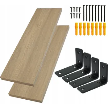 police 2x Nástěnná police dub 50 x 20 laminovaná deska nábytková + držák