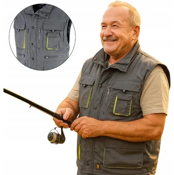 RYBÁŘSKÁ VESTA ZATEPLENÁ 11 KAPES BEZ RUKÁVŮ PRO RYBÁŘE vel. XXXL