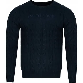 Pánský svetr Enrico Coveri modrý svetr s kulatý výstřihem, velikost XL