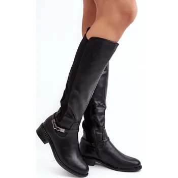 Dámské kozačky S.Barski Dámské zateplené koleno vysoké boty SBarski HY07-329 Barva: Černá, Velikost: 36