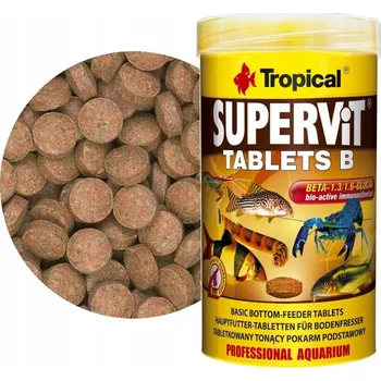 Krmivo pro rybičky Tropical Supervit Tablets B – Krmivo potápějící se tablety s be