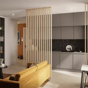 Obývací stěna Lamelová dělící stěna, kompletní sada, výška a šířka dle výběru, dub Sonoma 123 cm