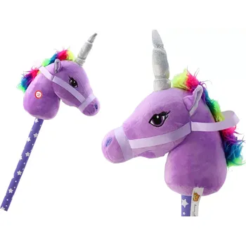 Hobby horsing Plyšová hlava jednorožce na tyči Hobby Horse Unicorn Purple Sounds