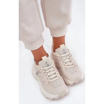Dámské tenisky Boto Dámské Sportovní Boty Sneakers Na Tlusté Podešvi Prononice Barva: Béžová, Velikost: 40
