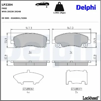 Brzdová destička Sada brzdových destiček, parkovací brzda DELPHI LP2204