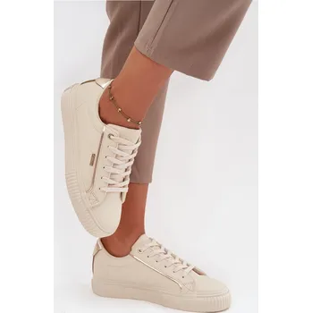 Dámské tenisky BIG STAR SHOES Dámské Tenisky Z Eko Kůže Big Star SS274027 - Barva: Béžová, Velikost: 38