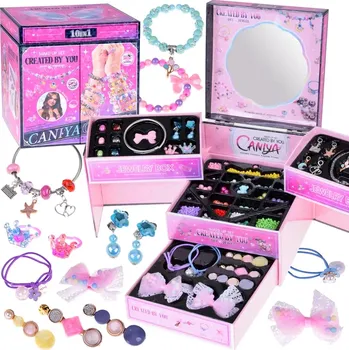 Šperkovnice Rozkládací šperkovnice pro děti s korálky a ozdobami do vlasů